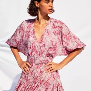 Elliatt x Free People Anguilla Pink and White Mini Dress